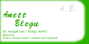 anett blegu business card